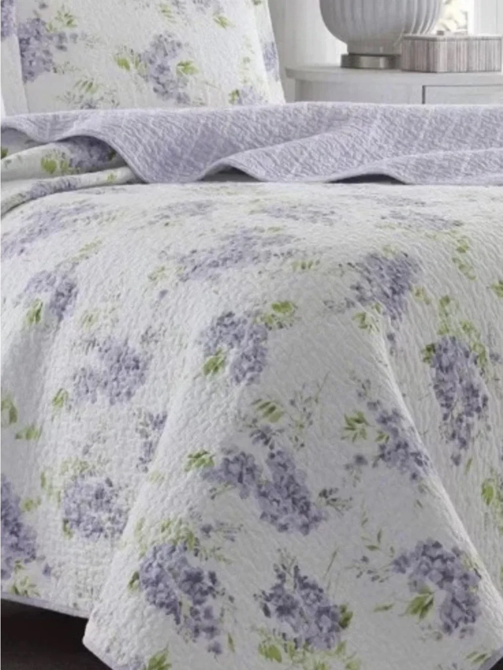 Laura Ashley ~ Full/Queen Keighley Floral 3 Pc Quilt Set Reversible Purple
